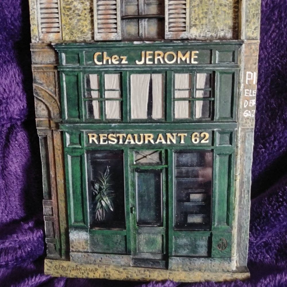 CHIU TAK HAK Chez JEROME Restaurant 62 French Storefront 3D 6" Wall Plaque 6"x4"